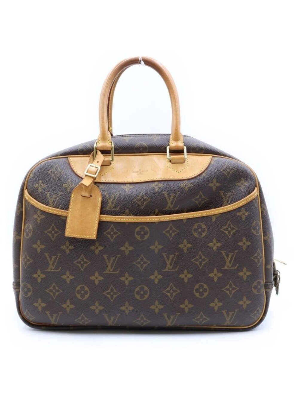 Louis Vuitton Monogram Deauville Handbag Brown Leather Gold